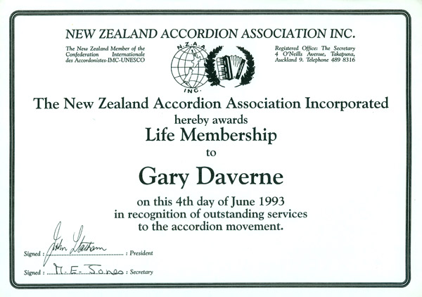 NZAA Life Membership Award